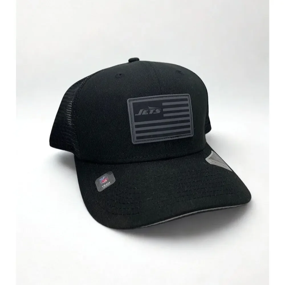 New York Jets New Era 9SEVENTY NFL USA Flag Black Stretch Snap Trucker Hat NWT